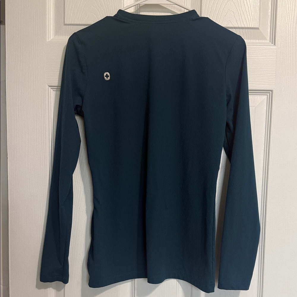 Figs Carribean Blue Ribbed Long sleeve Underscrub - Picture 5 of 6